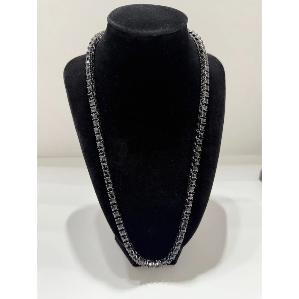 blk box tennis chain necklace iced out vvscz stones over stainless 24inch 5.5mm